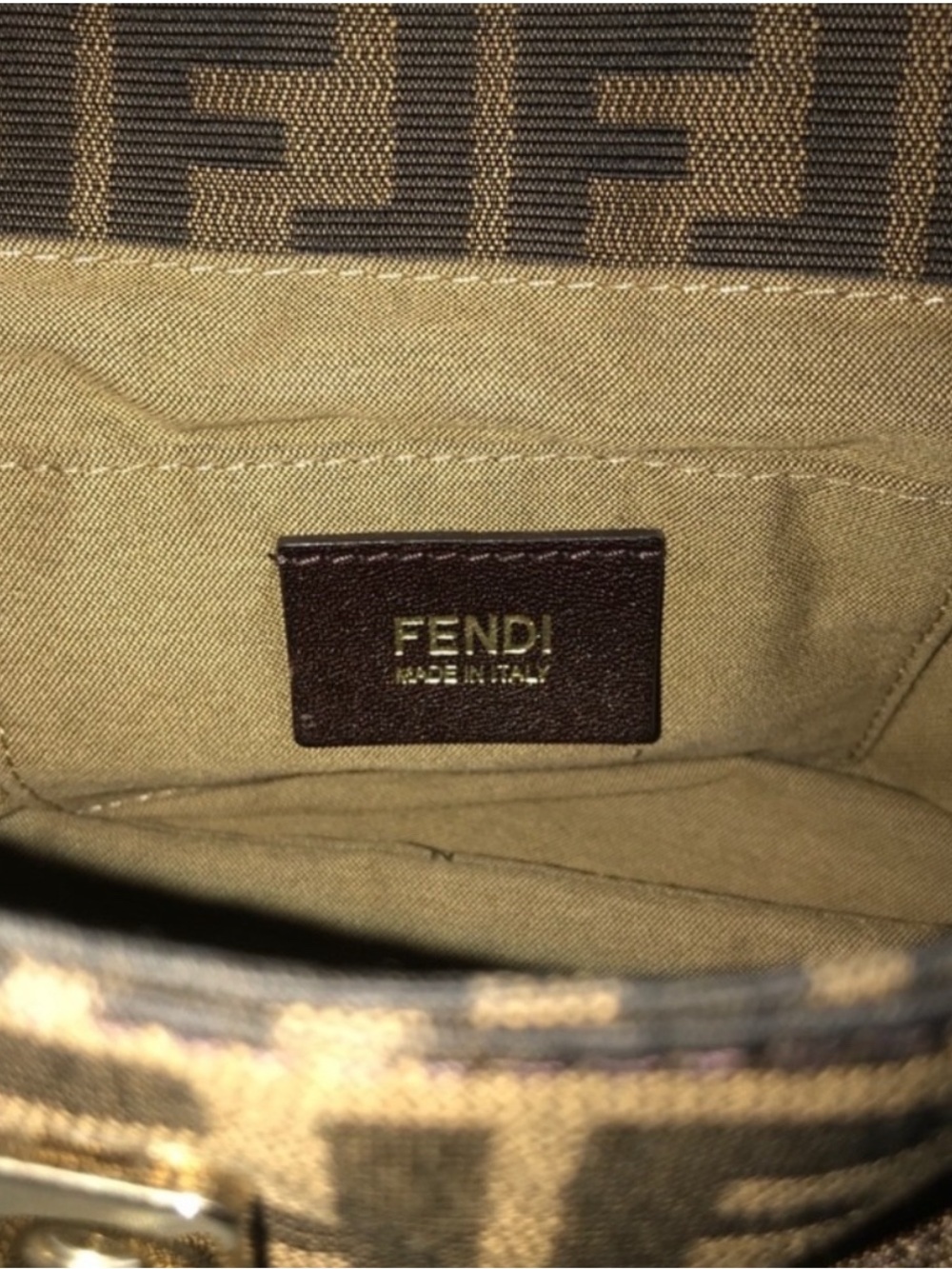 Authentic Fendi Brown Monogram Zucca Canvas Star-Stud Shoulder Bag - Picture 5 of 7